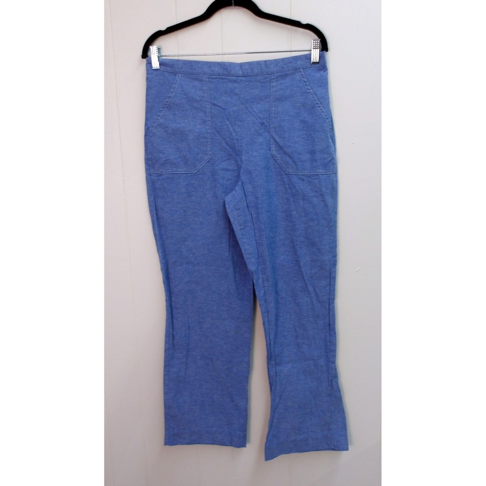Alfred Dunner‎ Women's Blue Chambray Elastic Waist Pull On Pants Size 14 /#9067